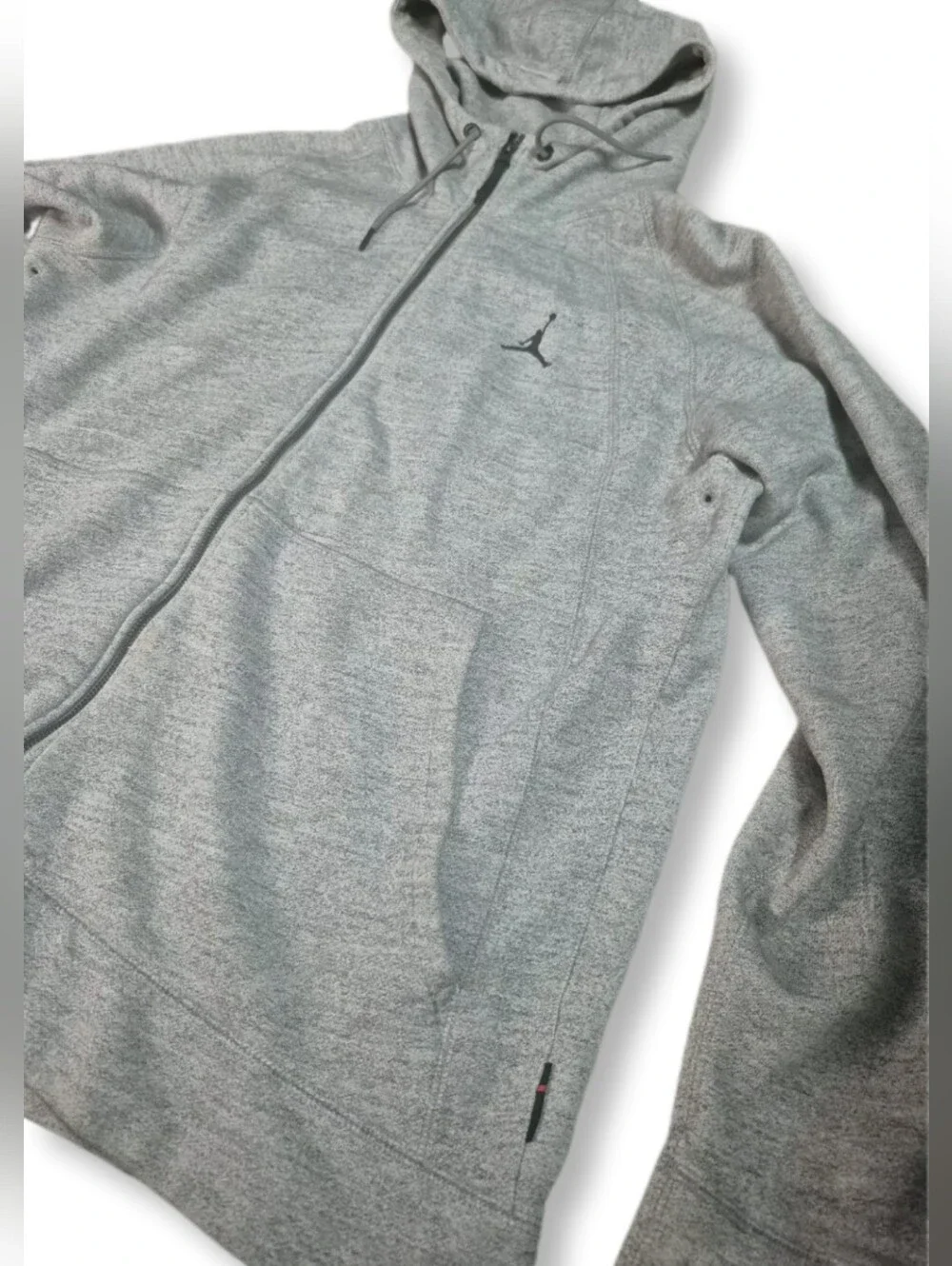 Air Jordan Men's Light Gray Full Zip Drawstring Hooded Cotton Jacket Sz. XXL